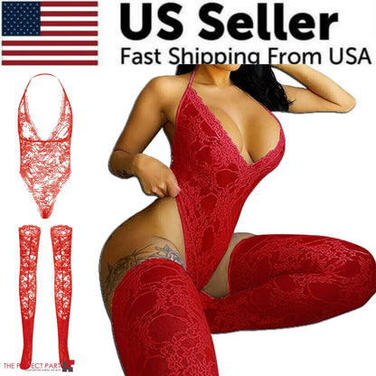 Women Lace Sexy Lingerie Nightwear Babydoll Sleepwear Bodysuit Dress plus Size