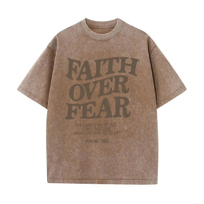 FAITH over FEAR Letter Slogan T-Shirts for Women Men Popular Positive Quotes T Shirts Christianity Jesus Gift Cotton Tees Tops